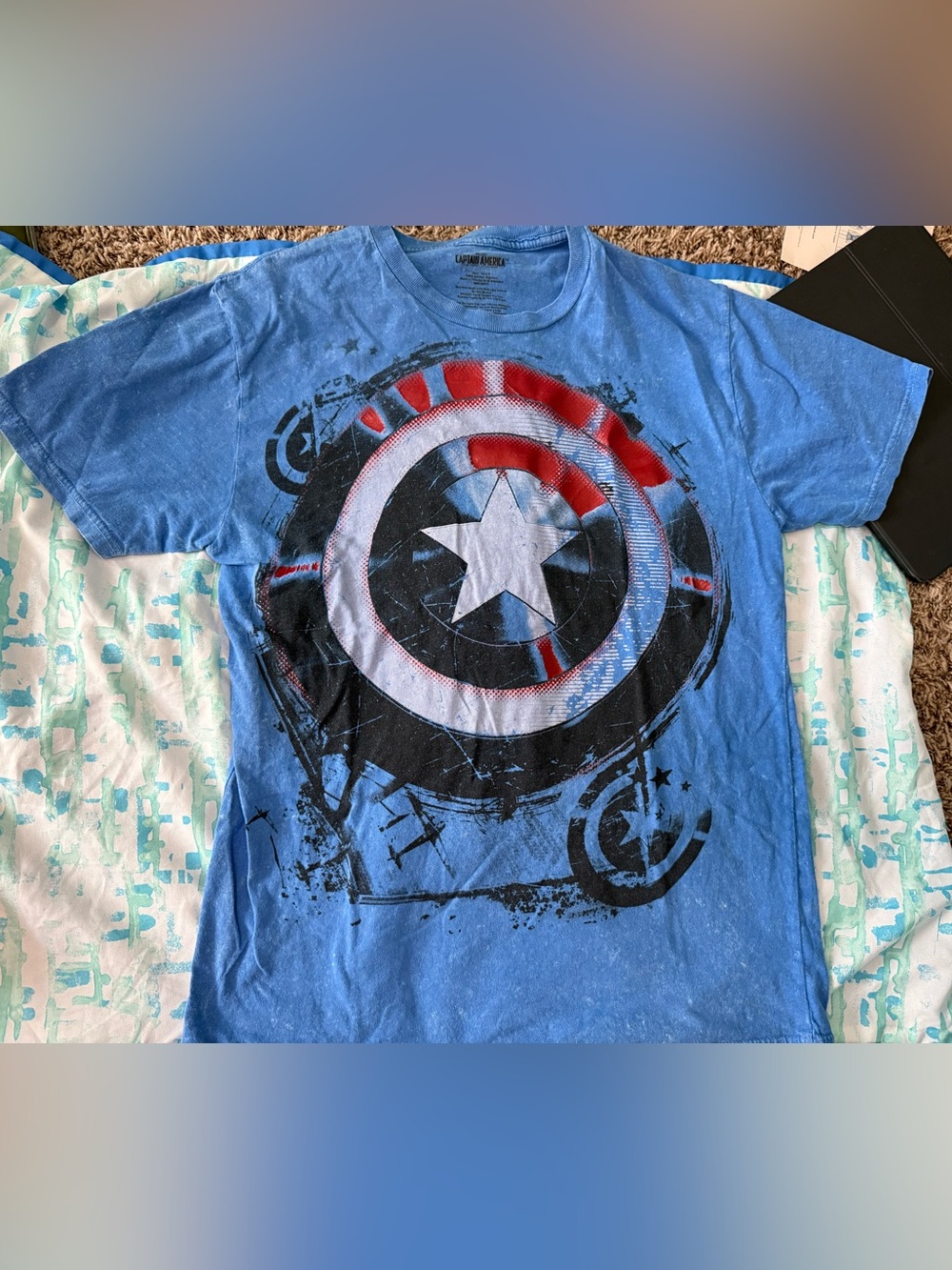 Blue Captain Shield Graphic Tee - Unbranded